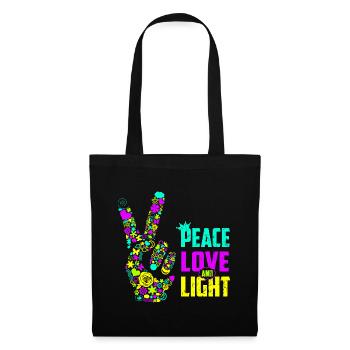 Peace Love Light Handzeichen Friedenssymbol Neon - Stoffbeutel - Schwarz - Vorne