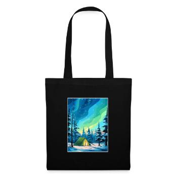Lappland Nordlichter Insel Finnland Souvenir - Stoffbeutel - Schwarz - Vorne