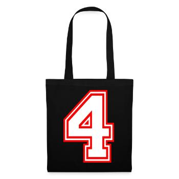 NUMMER VIER NUMBER FOUR LUCKY NUMBER GLÜCKSZAHL - Stoffbeutel - Schwarz - Vorne