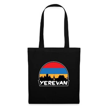 Eriwan Armenien Flagge Skyline Silhouette Reisen - Stoffbeutel - Schwarz - Vorne