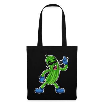 Gurke singt lustige Illustration Gemüse Geschenk - Stoffbeutel - Schwarz - Vorne
