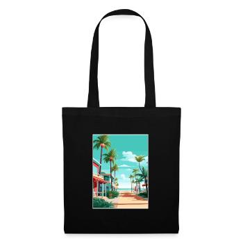 South Beach Texas Vintage Reiseposter Souvenir - Stoffbeutel - Schwarz - Vorne