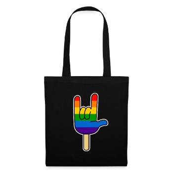 Rock ´n Roll - I Love You, Eis am Stiel Regenbogen - Stoffbeutel - Schwarz - Vorne