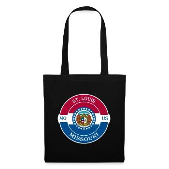 St. Louis Missouri Flagge USA Reise Souvenir Abzeichen - Stoffbeutel - Schwarz - Vorne