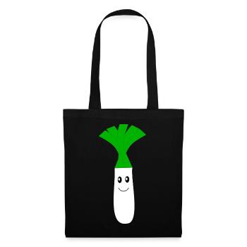 Kawaii Lauch Kawaii Früchte Kawaii Gemüse - Stoffbeutel - Schwarz - Vorne