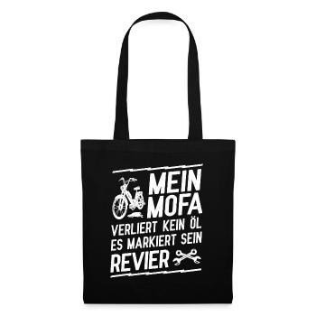 Mofa Moped Mofafahrer Mopedfahrer Mokick - Stoffbeutel - Schwarz - Vorne