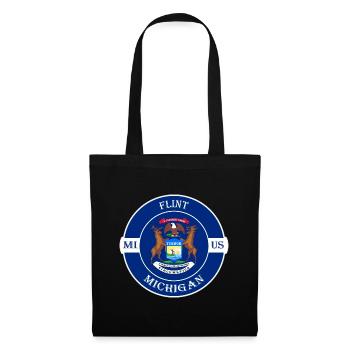 Flint Michigan Flagge USA Reise Souvenir Abzeichen - Stoffbeutel - Schwarz - Vorne