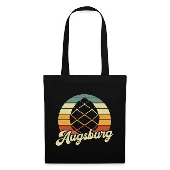 Augsburg Zirbelnuss Retro Fuggerstadt - Stoffbeutel - Schwarz - Vorne