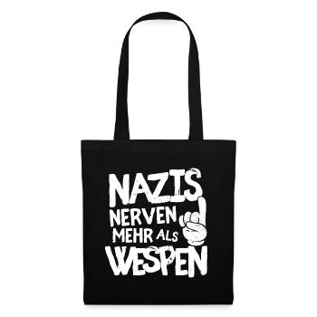Nazis nerven mehr als Wespen - Stoffbeutel - Schwarz - Vorne