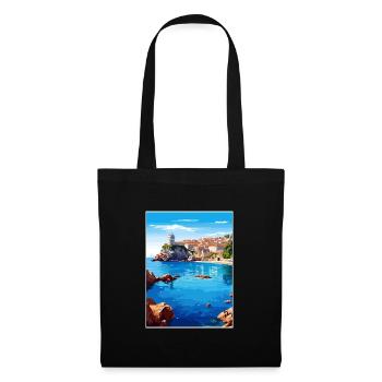 Dubrovnik Kroatien Vintage Reiseposter Souvenir - Stoffbeutel - Schwarz - Vorne