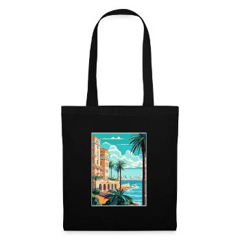 Cote D Azur Frankreich Vintage Reiseposter Souvenir - Stoffbeutel - Schwarz - Vorne