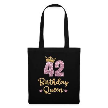 42.Geburtstag Königin 42 Jahre Alt Zweiundvierzig - Stoffbeutel - Schwarz - Vorne