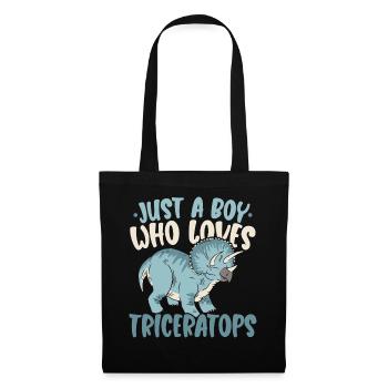 Just A Boy Who Loves Triceratops Dinosaur Dino - Stoffbeutel - Schwarz - Vorne