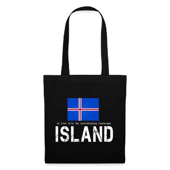 Island Iceland - Stoffbeutel - Schwarz - Vorne