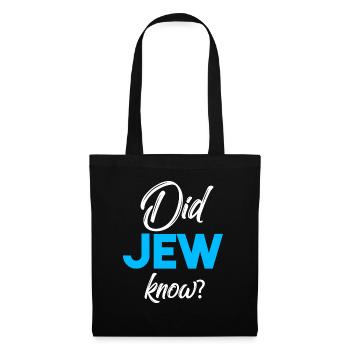 Jew Jude Jüdisch - Stoffbeutel - Schwarz - Vorne