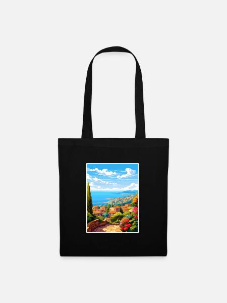 Cote D Azur Frankreich Vintage Reiseposter Souvenir - Stoffbeutel - Schwarz