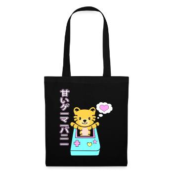 Kawai Gamer Kätzchen Kawaii Gaming Cat Ästhetische - Stoffbeutel - Schwarz - Vorne