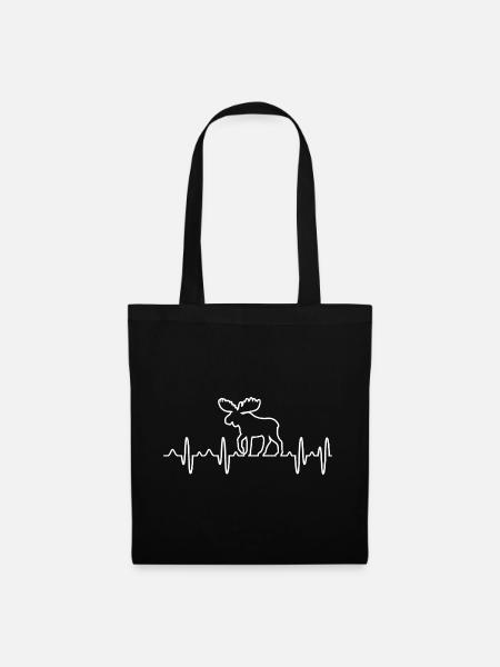 Elch EKG Elchkuh Elchbulle Herzschlag Älg Geschenk - Stoffbeutel - Schwarz