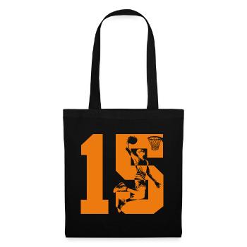 NUMMER 15 BASKETBALL 15. GEBURTSTAG - Stoffbeutel - Schwarz - Vorne
