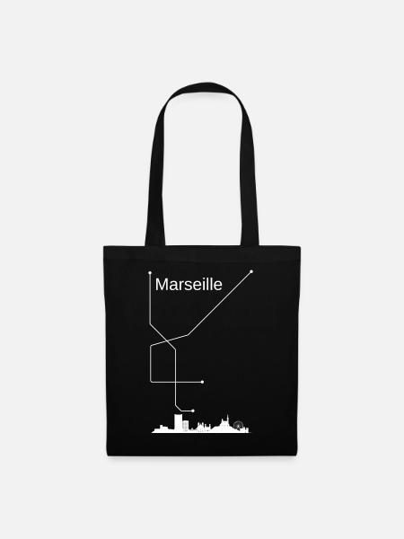 Marseille Stadt - Stoffbeutel - Schwarz