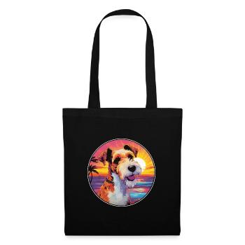 Draht Foxterrier Hunderasse Bunte Karikatur Wasserc - Stoffbeutel - Schwarz - Vorne