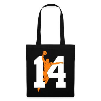 NUMMER 14 BASKETBALL 14. GEBURTSTAG - Stoffbeutel - Schwarz - Vorne