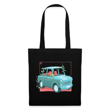 Trabi mit Pflanzen - Stoffbeutel - Schwarz - Vorne