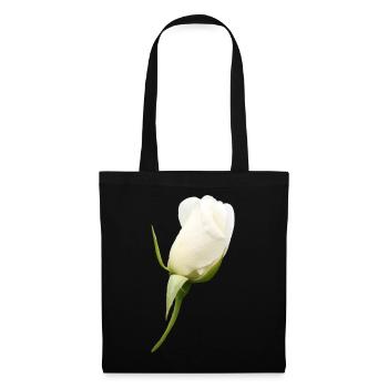 weiße Rose weiße Blume - Stoffbeutel - Schwarz - Vorne