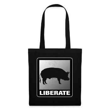 Liberate Vegan Animal Liberation Schwein - Stoffbeutel - Schwarz - Vorne