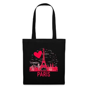 Coeur sur Tour Eiffel Paris Rose - Sac en tissu - noir - Devant