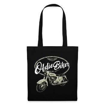 Oldtimer Motorrad - Oldie Biker - Stoffbeutel - Schwarz - Vorne