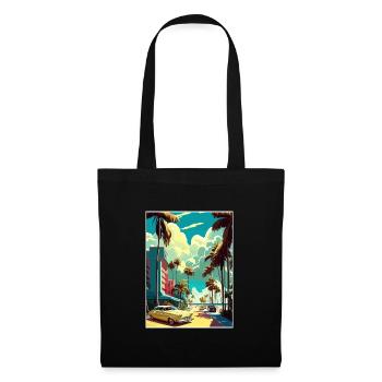 South Beach Florida Vintage Reiseposter Souvenir - Stoffbeutel - Schwarz - Vorne