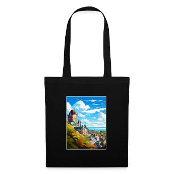 Quebec Kanada Vintage Reiseposter WPA Souvenir - Stoffbeutel - Schwarz - Vorne