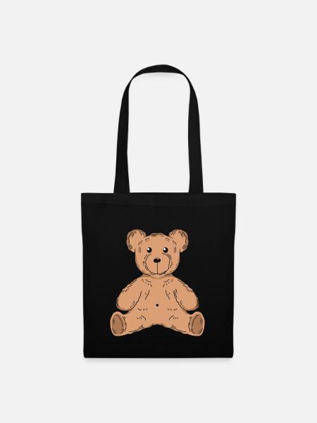 Teddybär Teddy - Stoffbeutel - Schwarz