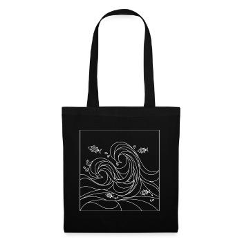 océan géométrique - Sac en tissu - noir - Devant
