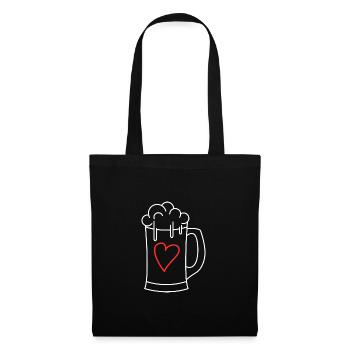 Bier Liebe Herz - Stoffbeutel - Schwarz - Vorne