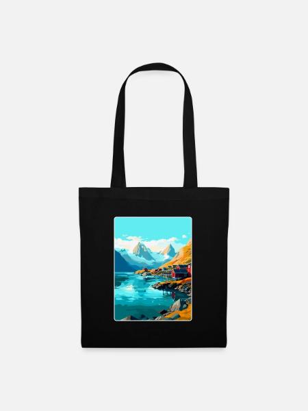 Lofoten Norwegen Vintage Reiseposter WPA - Stoffbeutel - Schwarz