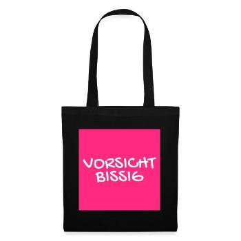 Vorsicht Bissig Mundschutz Nasenschutz - Stoffbeutel - Schwarz - Vorne