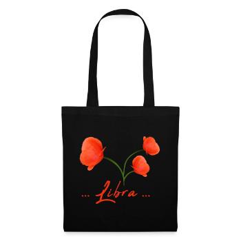 Waage Sternzeichen Waage Mohnblume Mohn - Stoffbeutel - Schwarz - Vorne