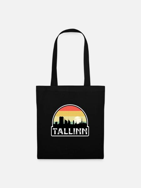 Tallinn Estland Flagge Skyline Reisesouvenir - Stoffbeutel - Schwarz