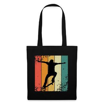 Retro-Skate-Silhouette auf farbigen Panels - Stoffbeutel - Schwarz - Vorne