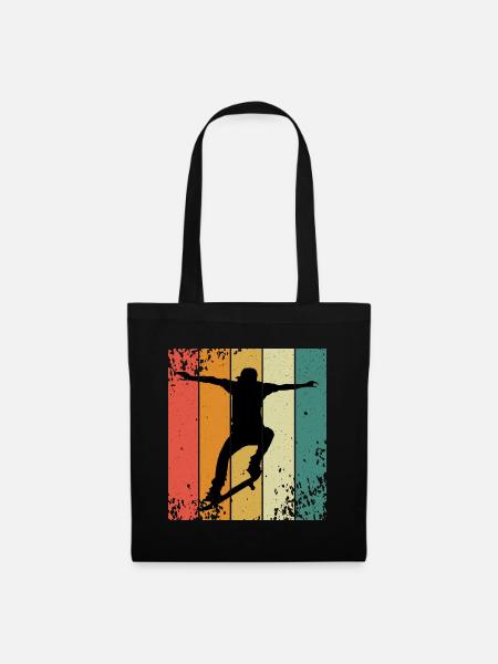 Retro-Skate-Silhouette auf farbigen Panels - Stoffbeutel - Schwarz