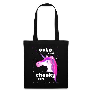 pink unicorn cute cheeky - Stoffbeutel - Schwarz - Vorne