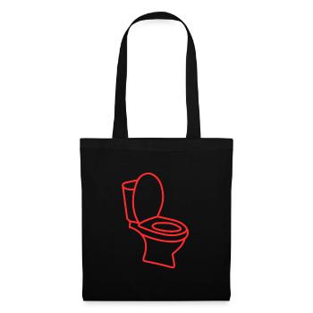 Klo WC Toilette Humor Geschenk - Stoffbeutel - Schwarz - Vorne