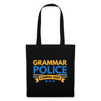 Grammatik-Polizei Komma-Einheit Englisch-Lehrer Sc - Stoffbeutel - Schwarz - Vorne