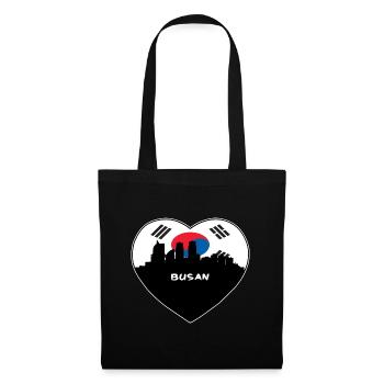 Busan Südkorea Flagge Skyline Reise Souvenir - Stoffbeutel - Schwarz - Vorne