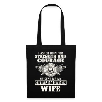 Ehefrau Schild Stärke Courage - Stoffbeutel - Schwarz - Vorne