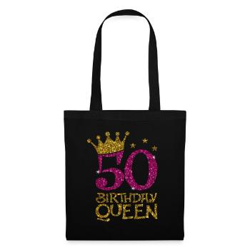 50 Birthday Queen Bday - Stoffbeutel - Schwarz - Vorne