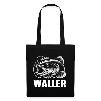 Team Waller Wels Welsfischen Sportfischen - Stoffbeutel - Schwarz - Vorne