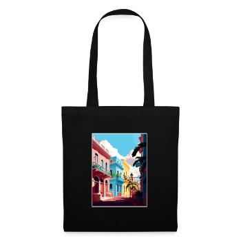 San Juan Karibik Vintage Reiseposter Souvenir - Stoffbeutel - Schwarz - Vorne